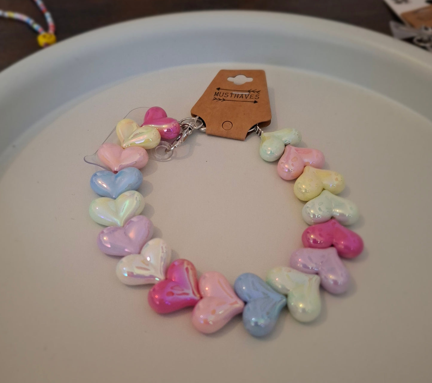 Telefoonkoord hartjes rainbow